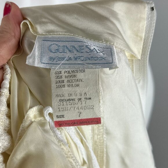 Vtg 90s Gunne Sax White Iridescent Fairycore Lace Bodice Party Prom Dress 7 - Picture 9 of 9